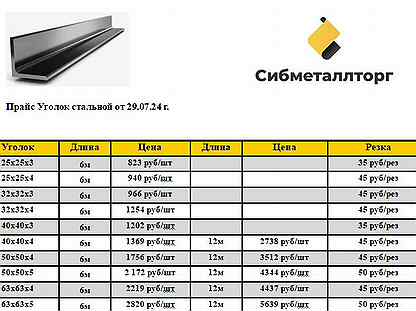 Уголок стальной (Уголок металлический) Все размеры