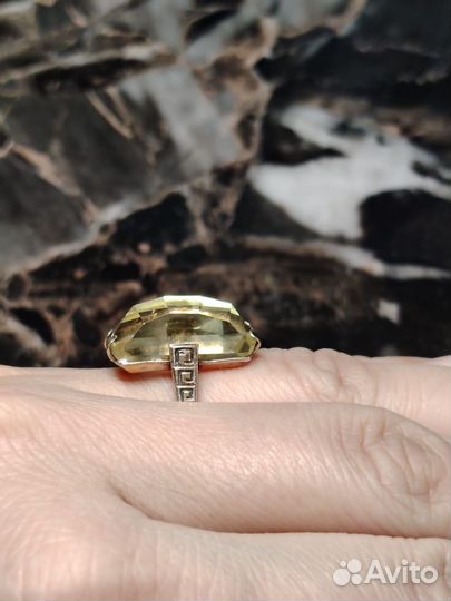 Кольцо СССР 875 пробы с цитрином