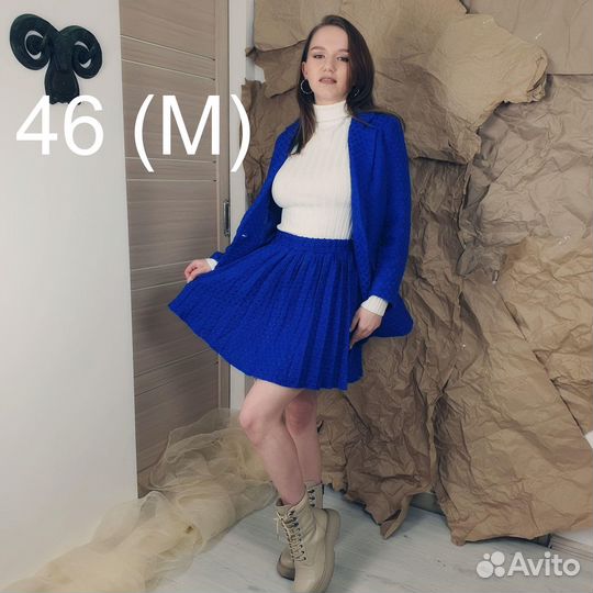 Твидовая плиссированная юбка ogony 46 (M)