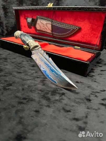 Нож Хищник 2 Дамаск с никелем