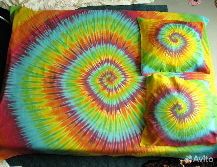 Постельное бельё окрашенное вручную (tie-dye)