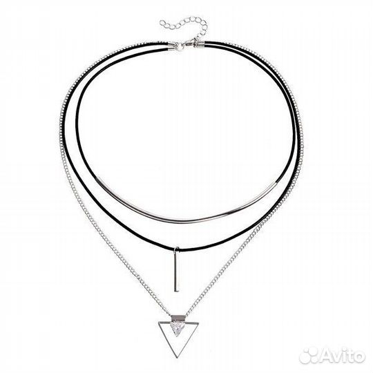 Чокер на шею с цирконом и подвеской
