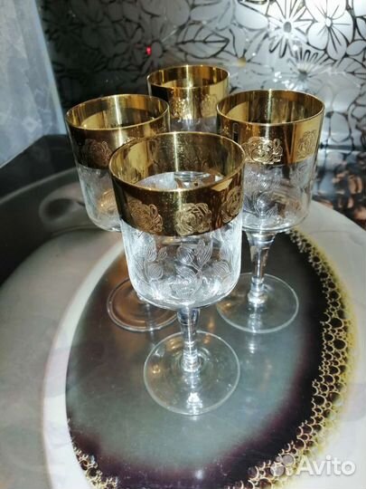 Фужеры хрустальные в золоте