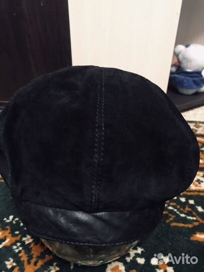 Берет натуральная замша и кожа лаковый ободок
