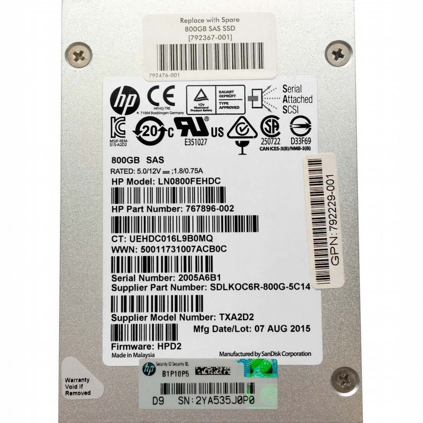 [792227-B21] Жесткий Диск Hp 800gb Sas 2,5" Ssd 792227-B21