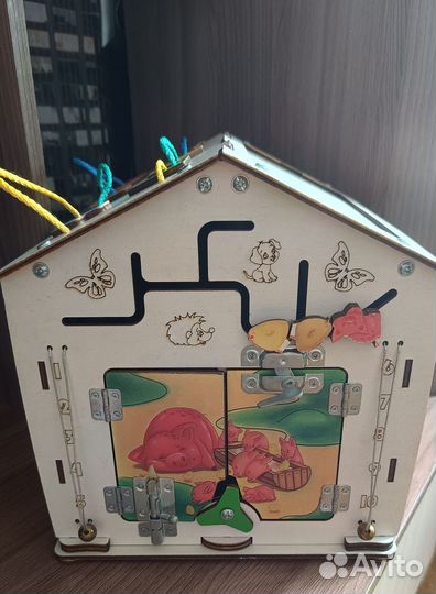 Бизиборд домик + сортер деревянный