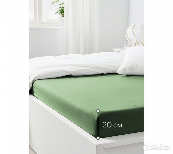 Простынь GoodNight Сатин 180х200х20 Светло-зеленый