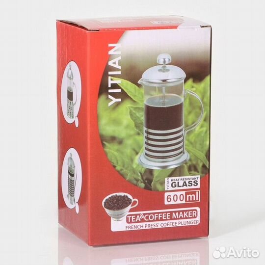 Чайник заварочный френч - пресс 'Сейхо', 600 мл, с