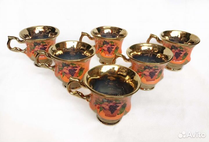 Сервиз чайный с позолотой 10 предметов