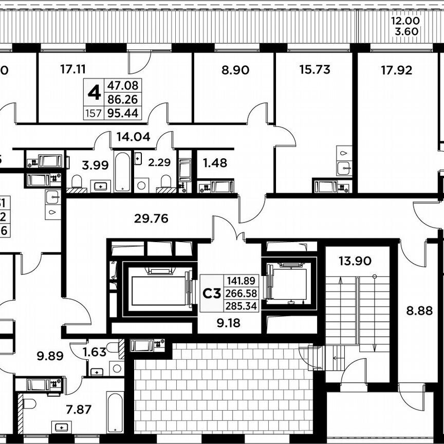 3-к. квартира, 111,2 м², 14/14 эт.