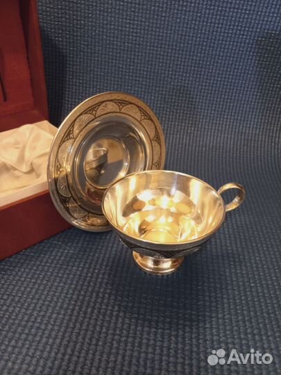 Серебряная чайная, кофейная пара Кубачи 180 грамм