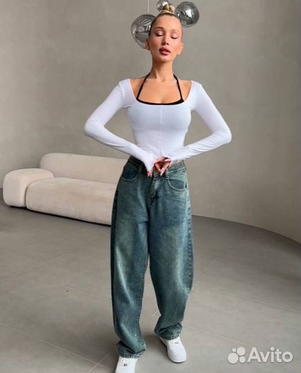 Джинсы женские широкие