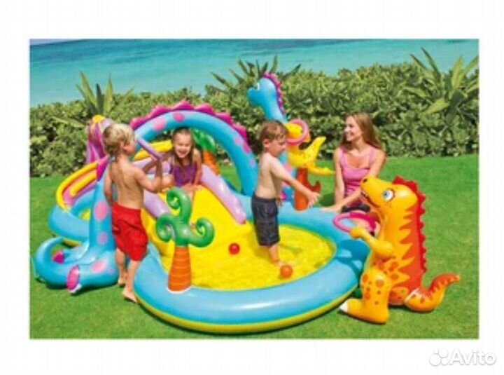 Детский надувной бассейн с горками, новый