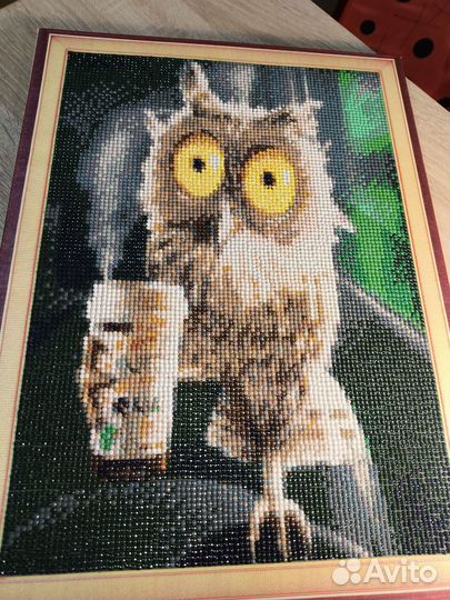 Сова алмазная мозаика готовая работа