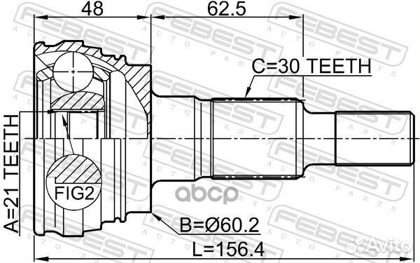 Шрус наружный 21X60.2X30 3410-panr Febest