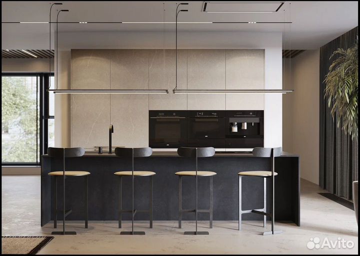 Кухня угловая с барной стойкой