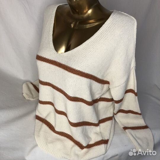 Джемпер цвета крем брюле из хлопка 42-44