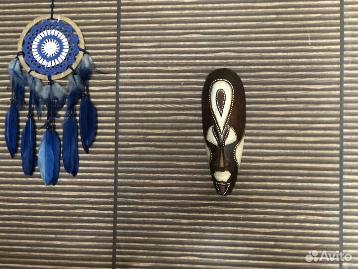 Африканская маска настенная, дерево, винтаж