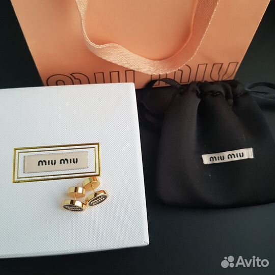 Серьги Miu Miu пуссеты черные