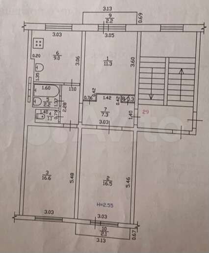 3-к. квартира, 64,3 м², 5/5 эт.