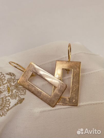 Золотые серьги Квадрат 8,5 гр