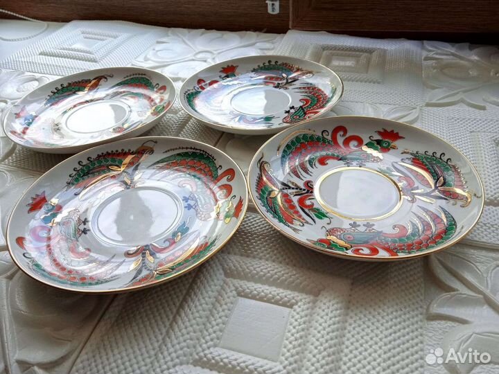 Блюдце лфз Два петуха винтаж СССР