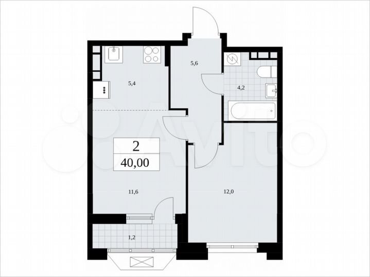 2-к. квартира, 40 м², 9/16 эт.