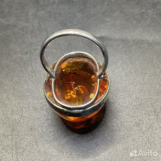Кольцо Колечко с камнем Янтарь Бижутерия СССР
