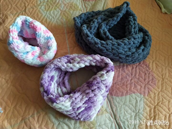 Детский плед,снуд,пинетки. Взрослый снуд