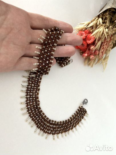 Колье из бисера бисерное ожерелье ручная работа
