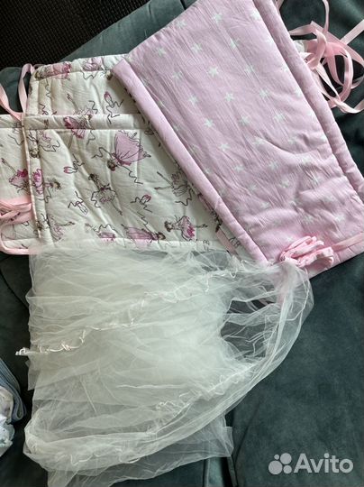 Бортики и балдахин в кроватку для девочки