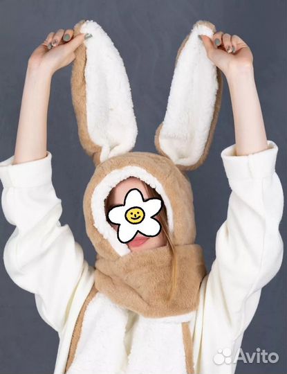 Шапка шарф Зайчик. женская