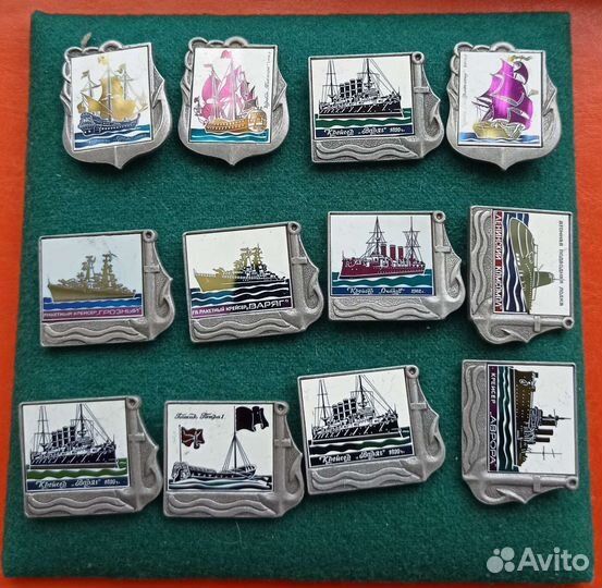 Набор значков Корабли России (ситал)