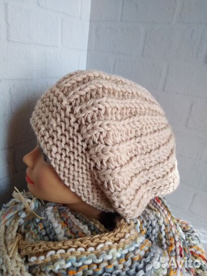 Шапка-берет ручная вязка