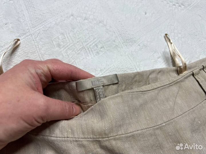 Бежевая юбка лен р.48