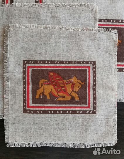 Набор полотенце и 6 салфеток лен, новые