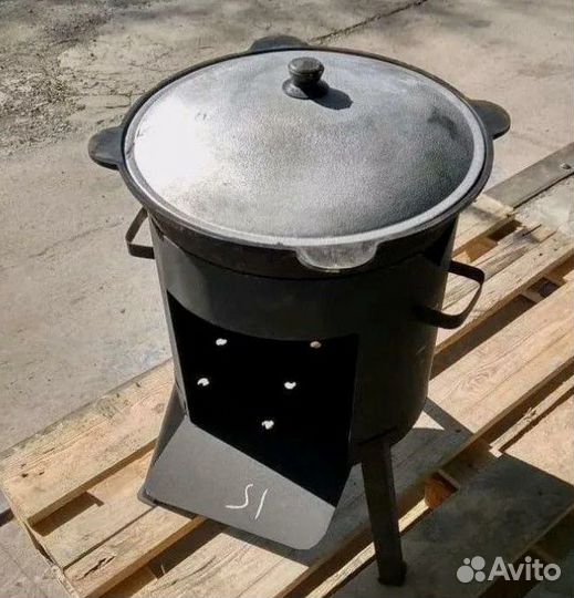 Комплект печь+казан 12 л 2мм сталь разборные ножки