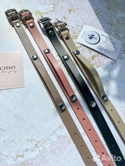 Кожаные именные ошейники для собак и кошек