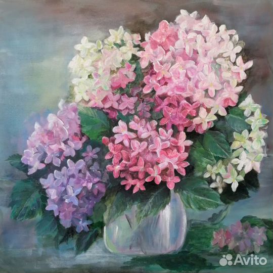 Гортензия картина 40х40см для гостиной или спальни