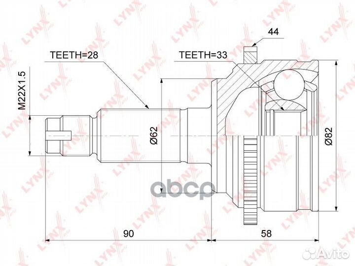 ШРУС внешний перед прав/лев CO3720A lynxauto