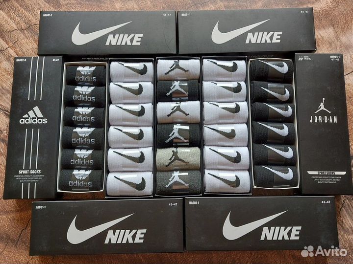 Носки Nike Adidas Jordan белые