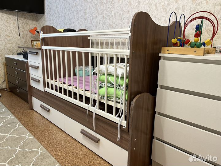 Кроватка-трансформер 4 в 1 (маятник поперечный)