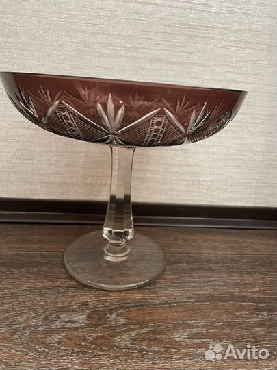 Ваза для фруктов цветной хрусталь