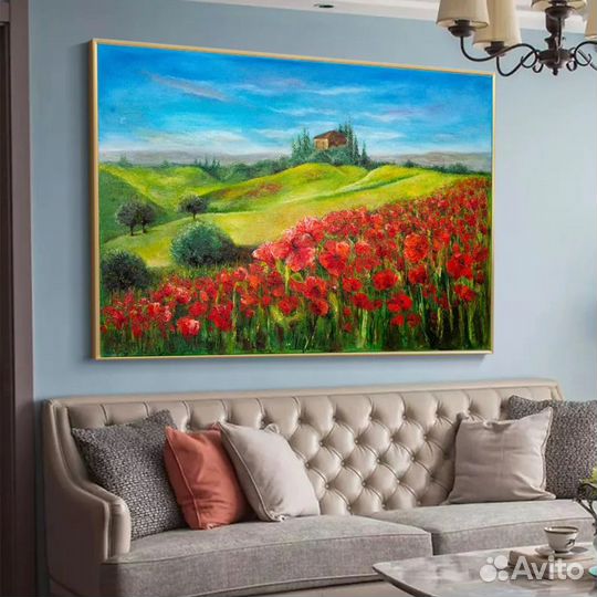 Яркая картина маслом на холсте пейзаж