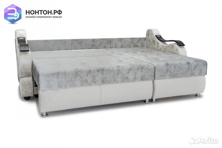 Диван угловой тик-так Дублин светло-серый