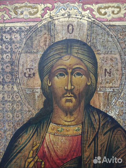 Старинная икона Господь Вседнержитель, подписной
