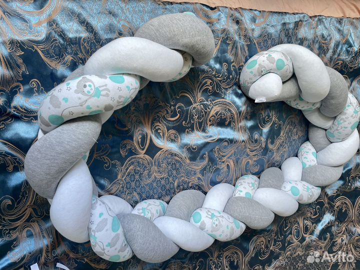 Бортики в кроватку для новорожденного Косичка