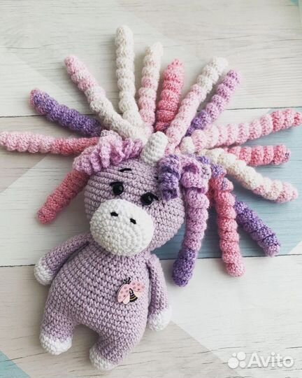 Вязаные игрушки единорожка, единорог