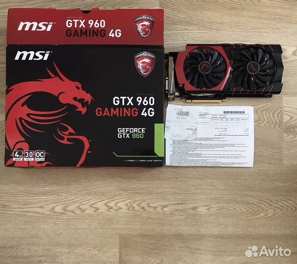 Видеокарта MSI nvidia GeForce GTX 960 gaming 4G