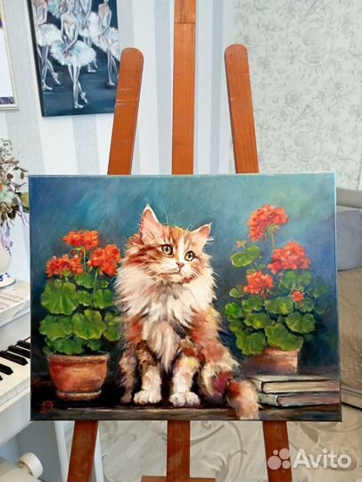 Картина маслом кот портрет котенка, кошки